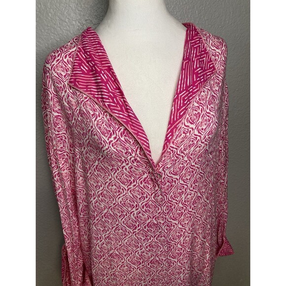 Oscar de la Renta Pink Label Long Robe Kaftan MuMu Button Front Women's L/XL - Picture 2 of 13